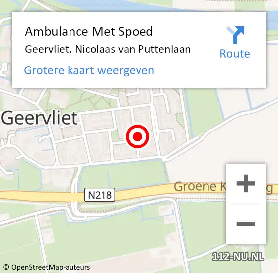 Locatie op kaart van de 112 melding: Ambulance Met Spoed Naar Geervliet, Nicolaas van Puttenlaan op 8 februari 2023 18:58