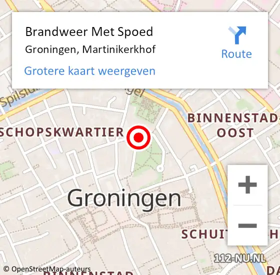 Locatie op kaart van de 112 melding: Brandweer Met Spoed Naar Groningen, Martinikerkhof op 8 februari 2023 19:05