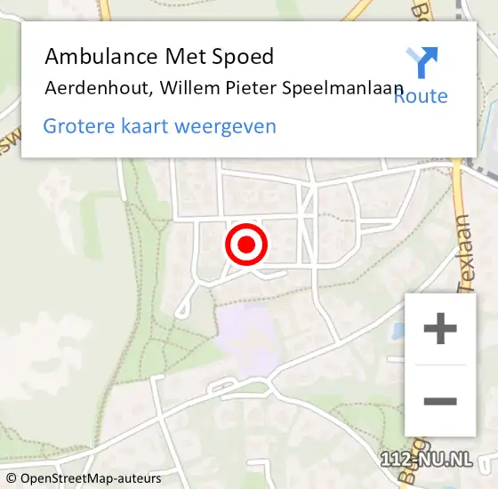 Locatie op kaart van de 112 melding: Ambulance Met Spoed Naar Aerdenhout, Willem Pieter Speelmanlaan op 8 februari 2023 19:07