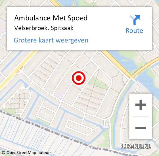 Locatie op kaart van de 112 melding: Ambulance Met Spoed Naar Velserbroek, Spitsaak op 8 februari 2023 19:14