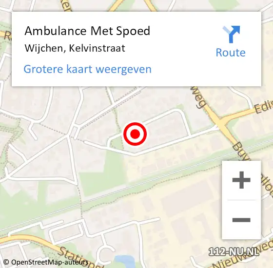 Locatie op kaart van de 112 melding: Ambulance Met Spoed Naar Wijchen, Kelvinstraat op 8 februari 2023 19:46