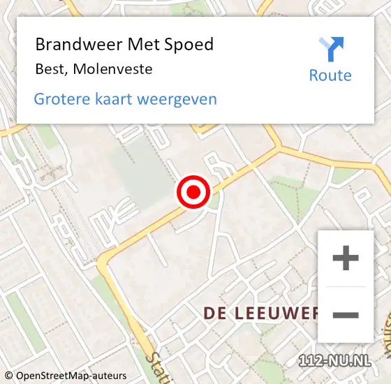 Locatie op kaart van de 112 melding: Brandweer Met Spoed Naar Best, Molenveste op 8 februari 2023 20:03