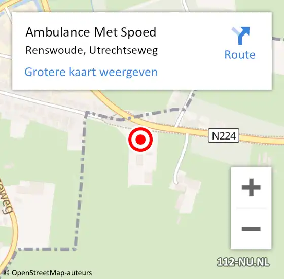 Locatie op kaart van de 112 melding: Ambulance Met Spoed Naar Renswoude, Utrechtseweg op 8 februari 2023 20:08