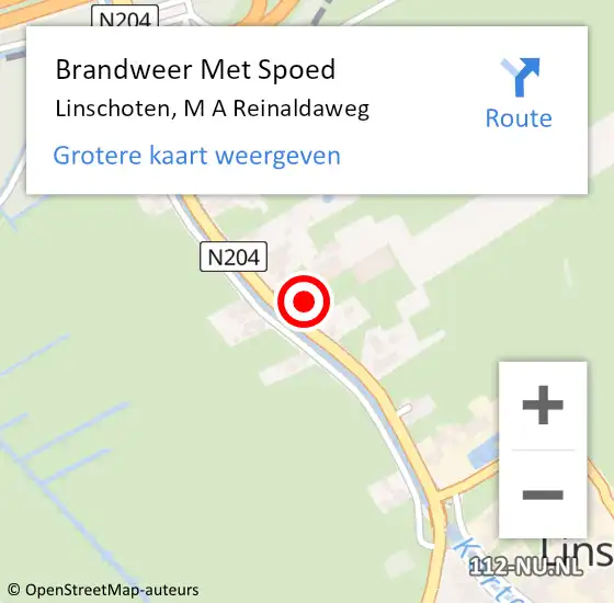 Locatie op kaart van de 112 melding: Brandweer Met Spoed Naar Linschoten, M A Reinaldaweg op 8 februari 2023 20:13