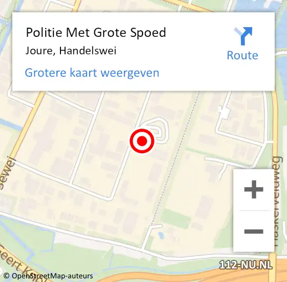 Locatie op kaart van de 112 melding: Politie Met Grote Spoed Naar Joure, Handelswei op 8 februari 2023 20:14