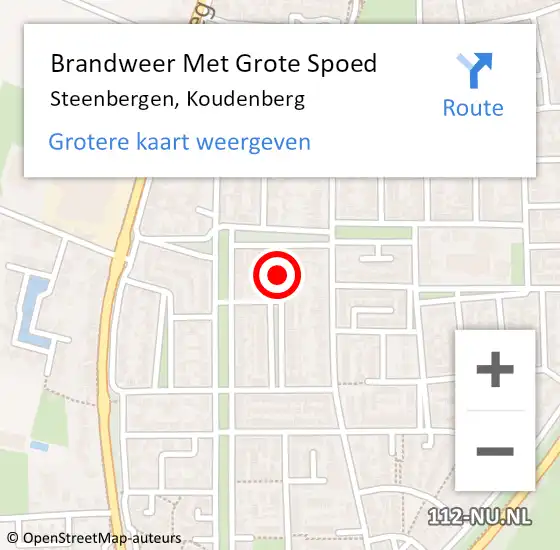 Locatie op kaart van de 112 melding: Brandweer Met Grote Spoed Naar Steenbergen, Koudenberg op 8 februari 2023 20:45