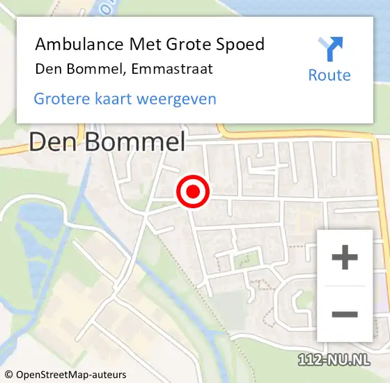 Locatie op kaart van de 112 melding: Ambulance Met Grote Spoed Naar Den Bommel, Emmastraat op 8 februari 2023 21:15