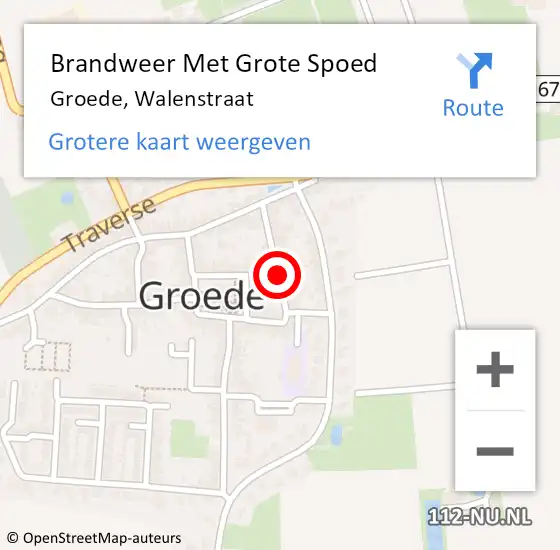 Locatie op kaart van de 112 melding: Brandweer Met Grote Spoed Naar Groede, Walenstraat op 8 februari 2023 21:47