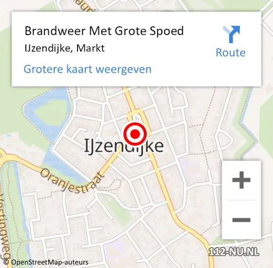 Locatie op kaart van de 112 melding: Brandweer Met Grote Spoed Naar IJzendijke, Markt op 8 februari 2023 22:12