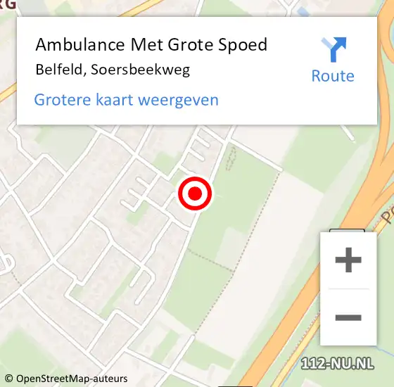 Locatie op kaart van de 112 melding: Ambulance Met Grote Spoed Naar Belfeld, Soersbeekweg op 14 augustus 2014 21:57