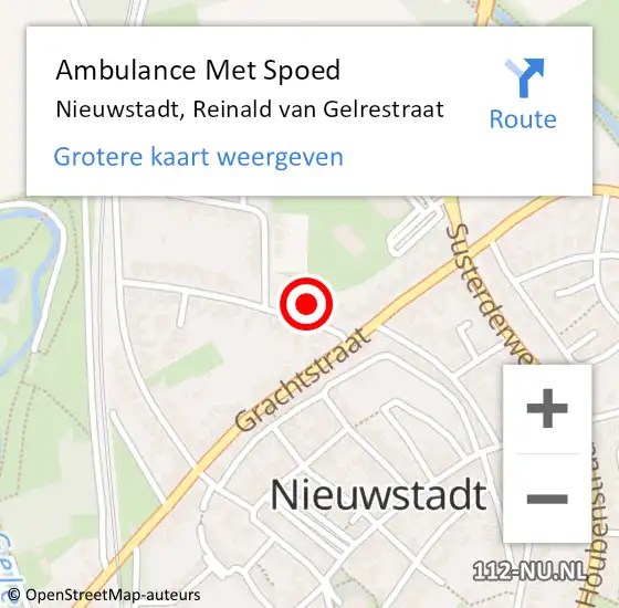 Locatie op kaart van de 112 melding: Ambulance Met Spoed Naar Nieuwstadt, Reinald van Gelrestraat op 14 augustus 2014 21:59