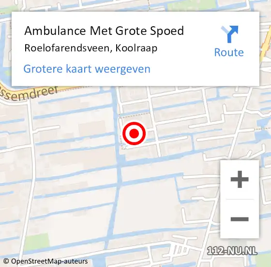 Locatie op kaart van de 112 melding: Ambulance Met Grote Spoed Naar Roelofarendsveen, Koolraap op 9 februari 2023 01:21