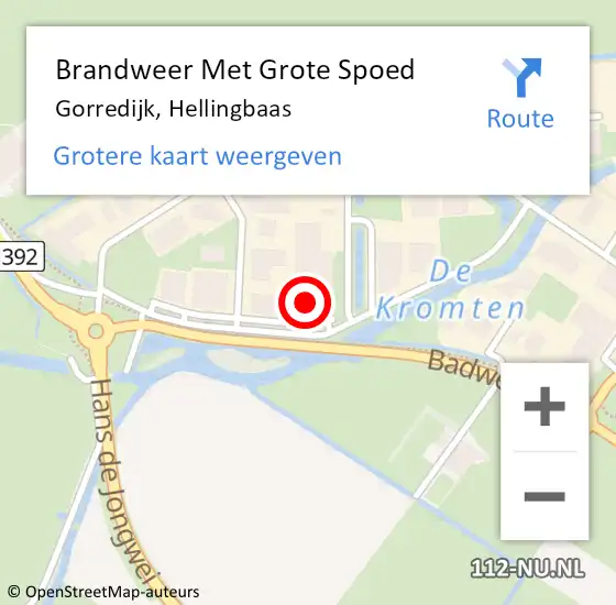 Locatie op kaart van de 112 melding: Brandweer Met Grote Spoed Naar Gorredijk, Hellingbaas op 9 februari 2023 03:14