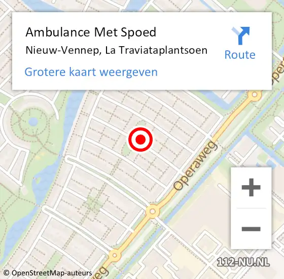 Locatie op kaart van de 112 melding: Ambulance Met Spoed Naar Nieuw-Vennep, La Traviataplantsoen op 9 februari 2023 03:23