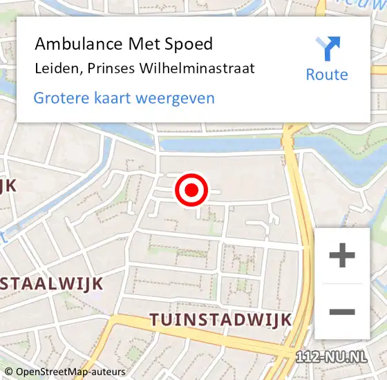 Locatie op kaart van de 112 melding: Ambulance Met Spoed Naar Leiden, Prinses Wilhelminastraat op 9 februari 2023 03:56
