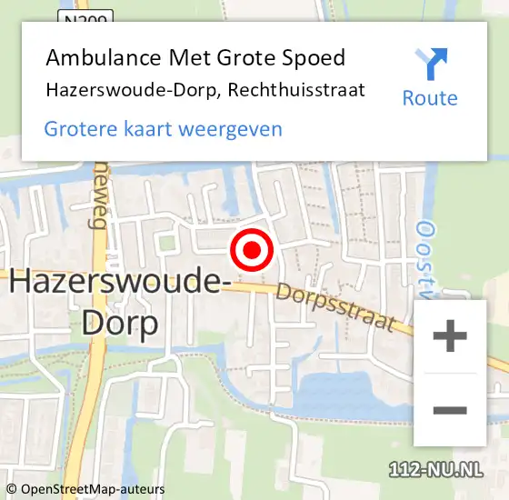 Locatie op kaart van de 112 melding: Ambulance Met Grote Spoed Naar Hazerswoude-Dorp, Rechthuisstraat op 9 februari 2023 05:35