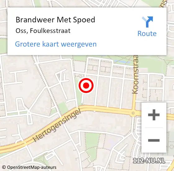 Locatie op kaart van de 112 melding: Brandweer Met Spoed Naar Oss, Foulkesstraat op 9 februari 2023 06:00