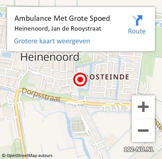 Locatie op kaart van de 112 melding: Ambulance Met Grote Spoed Naar Heinenoord, Jan de Rooystraat op 9 februari 2023 06:44