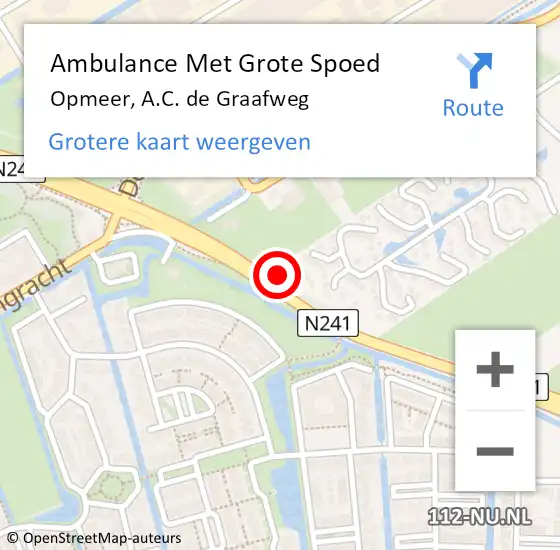 Locatie op kaart van de 112 melding: Ambulance Met Grote Spoed Naar Opmeer, A.C. de Graafweg op 9 februari 2023 06:57
