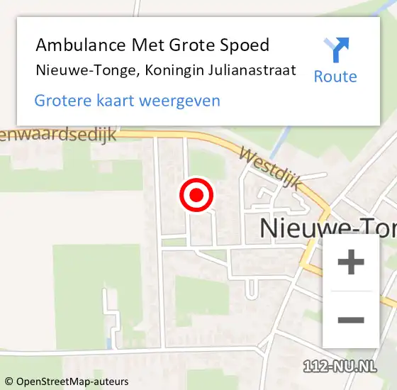 Locatie op kaart van de 112 melding: Ambulance Met Grote Spoed Naar Nieuwe-Tonge, Koningin Julianastraat op 9 februari 2023 06:58