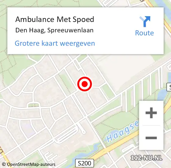 Locatie op kaart van de 112 melding: Ambulance Met Spoed Naar Den Haag, Spreeuwenlaan op 9 februari 2023 07:11