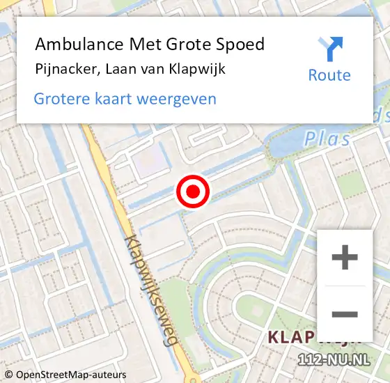 Locatie op kaart van de 112 melding: Ambulance Met Grote Spoed Naar Pijnacker, Laan van Klapwijk op 9 februari 2023 07:50