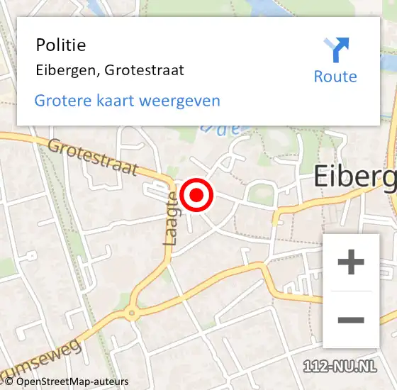 Locatie op kaart van de 112 melding: Politie Eibergen, Grotestraat op 9 februari 2023 07:57