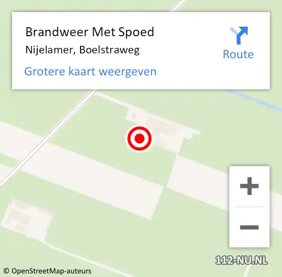 Locatie op kaart van de 112 melding: Brandweer Met Spoed Naar Nijelamer, Boelstraweg op 9 februari 2023 07:58