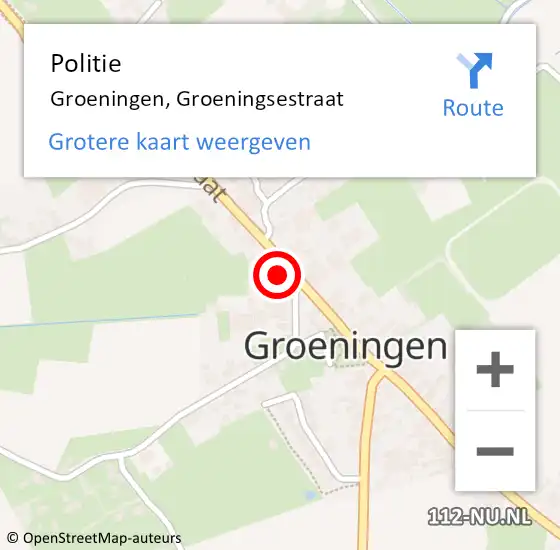 Locatie op kaart van de 112 melding: Politie Groeningen, Groeningsestraat op 9 februari 2023 08:13