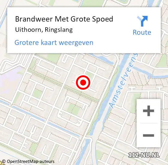 Locatie op kaart van de 112 melding: Brandweer Met Grote Spoed Naar Uithoorn, Ringslang op 9 februari 2023 08:19