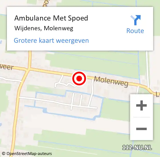 Locatie op kaart van de 112 melding: Ambulance Met Spoed Naar Wijdenes, Molenweg op 9 februari 2023 08:20