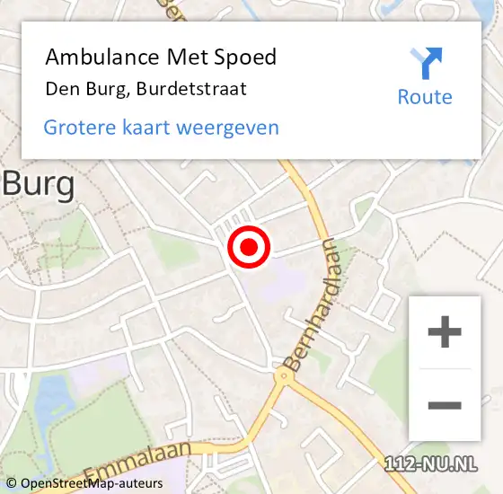 Locatie op kaart van de 112 melding: Ambulance Met Spoed Naar Den Burg, Burdetstraat op 9 februari 2023 08:21