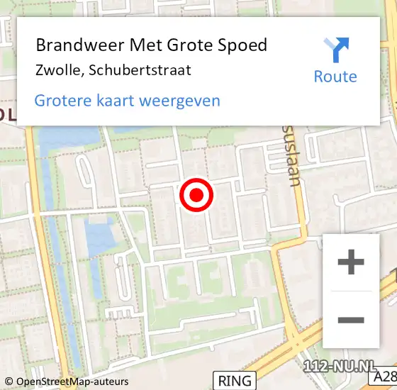 Locatie op kaart van de 112 melding: Brandweer Met Grote Spoed Naar Zwolle, Schubertstraat op 9 februari 2023 08:31