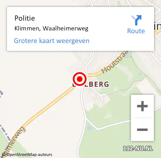 Locatie op kaart van de 112 melding: Politie Klimmen, Waalheimerweg op 9 februari 2023 08:37