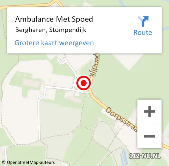 Locatie op kaart van de 112 melding: Ambulance Met Spoed Naar Bergharen, Stompendijk op 9 februari 2023 09:18