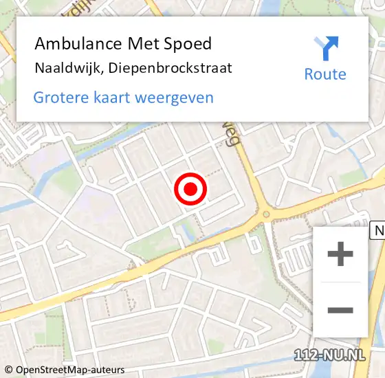 Locatie op kaart van de 112 melding: Ambulance Met Spoed Naar Naaldwijk, Diepenbrockstraat op 9 februari 2023 09:29