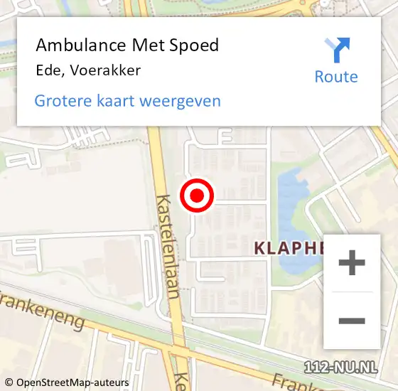 Locatie op kaart van de 112 melding: Ambulance Met Spoed Naar Ede, Voerakker op 9 februari 2023 09:29