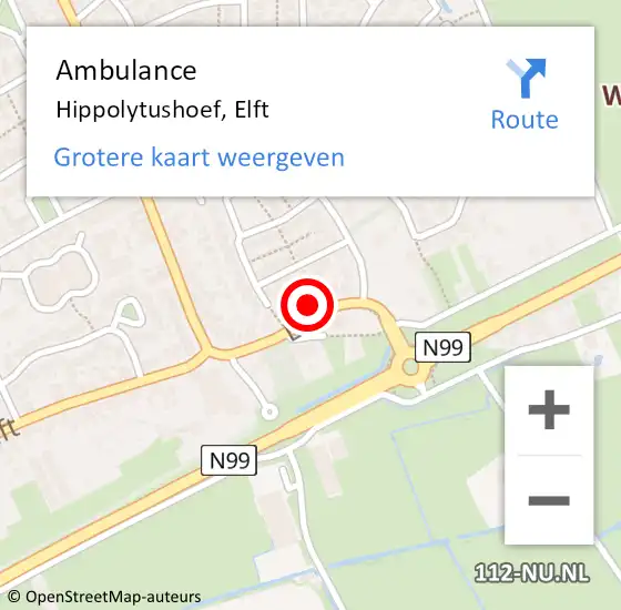 Locatie op kaart van de 112 melding: Ambulance Hippolytushoef, Elft op 9 februari 2023 09:31