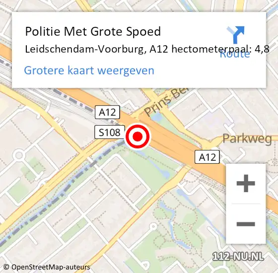 Locatie op kaart van de 112 melding: Politie Met Grote Spoed Naar Leidschendam-Voorburg, A12 hectometerpaal: 4,8 op 9 februari 2023 09:31