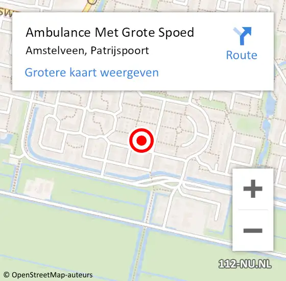 Locatie op kaart van de 112 melding: Ambulance Met Grote Spoed Naar Amstelveen, Patrijspoort op 9 februari 2023 09:55