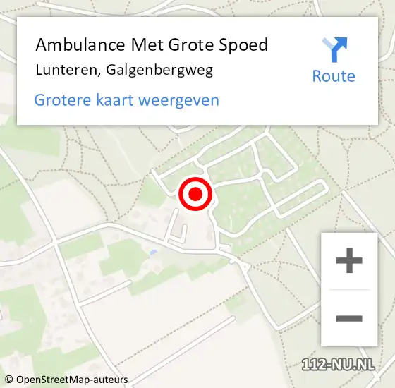 Locatie op kaart van de 112 melding: Ambulance Met Grote Spoed Naar Lunteren, Galgenbergweg op 9 februari 2023 10:25