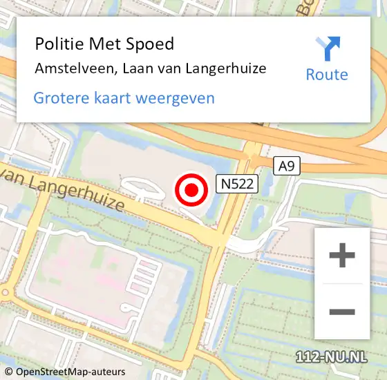 Locatie op kaart van de 112 melding: Politie Met Spoed Naar Amstelveen, Laan van Langerhuize op 9 februari 2023 10:40