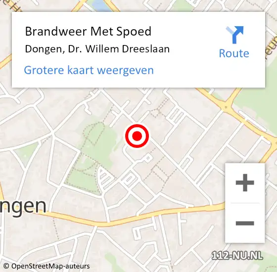 Locatie op kaart van de 112 melding: Brandweer Met Spoed Naar Dongen, Dr. Willem Dreeslaan op 9 februari 2023 10:57