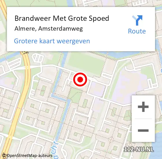 Locatie op kaart van de 112 melding: Brandweer Met Grote Spoed Naar Almere, Amsterdamweg op 9 februari 2023 11:00