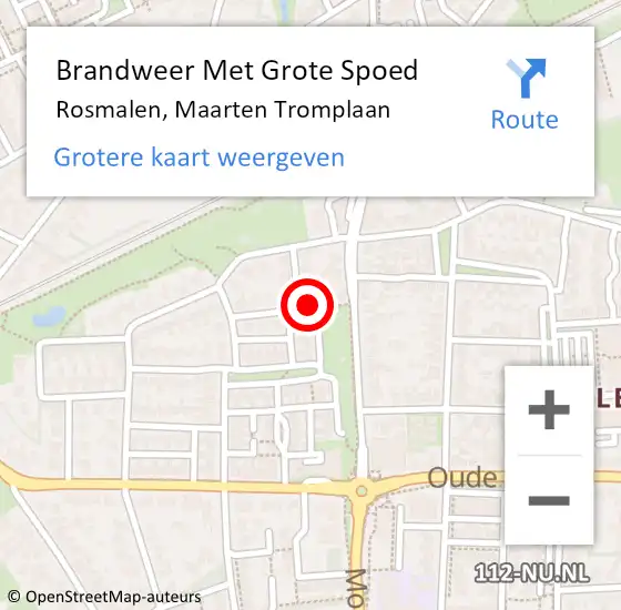 Locatie op kaart van de 112 melding: Brandweer Met Grote Spoed Naar Rosmalen, Maarten Tromplaan op 9 februari 2023 11:01