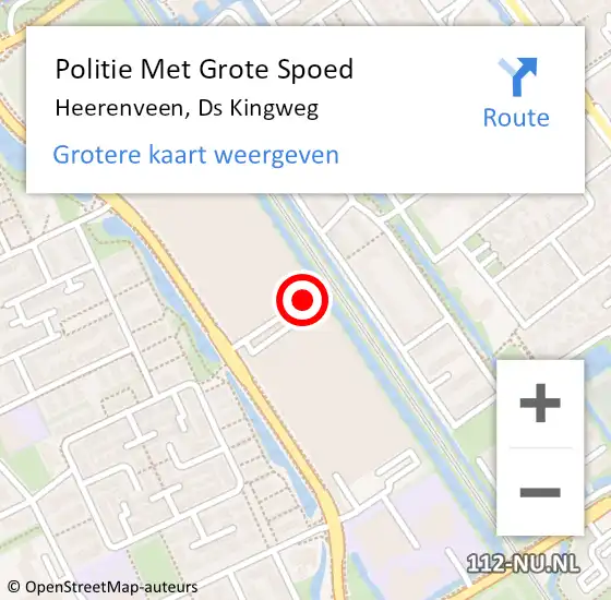 Locatie op kaart van de 112 melding: Politie Met Grote Spoed Naar Heerenveen, Ds Kingweg op 9 februari 2023 11:14