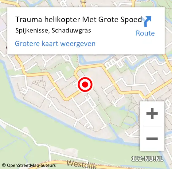 Locatie op kaart van de 112 melding: Trauma helikopter Met Grote Spoed Naar Spijkenisse, Schaduwgras op 9 februari 2023 11:29