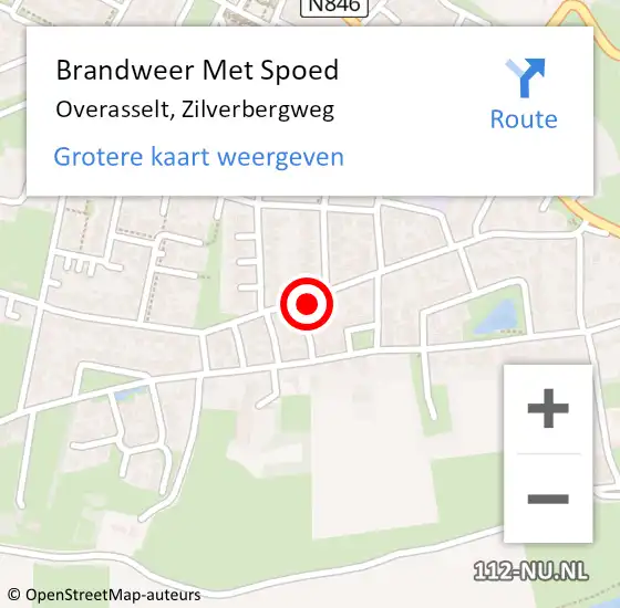 Locatie op kaart van de 112 melding: Brandweer Met Spoed Naar Overasselt, Zilverbergweg op 9 februari 2023 11:45