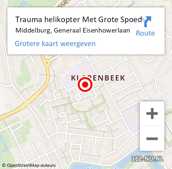 Locatie op kaart van de 112 melding: Trauma helikopter Met Grote Spoed Naar Middelburg, Generaal Eisenhowerlaan op 9 februari 2023 11:49