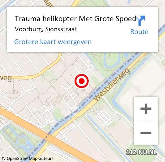 Locatie op kaart van de 112 melding: Trauma helikopter Met Grote Spoed Naar Voorburg, Sionsstraat op 9 februari 2023 12:23